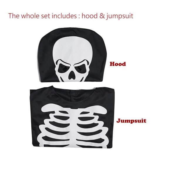 EraSpooky Skeleton 2 Piece Halloween Costume Black White Cosplay New Size Medium - Picture 4 of 5